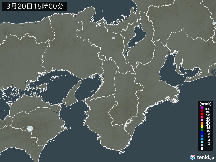 近畿地方の雨雲レーダー(2025年03月20日)