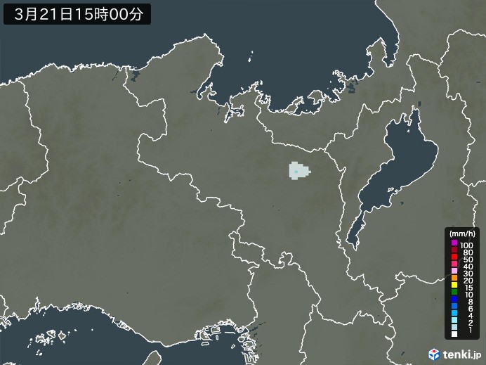京都府の雨雲レーダー(2025年03月21日)