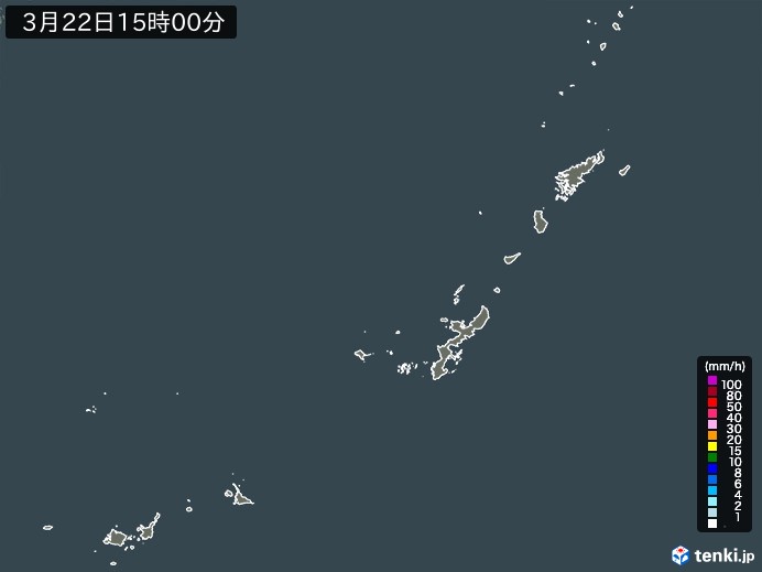 沖縄地方の雨雲レーダー(2025年03月22日)
