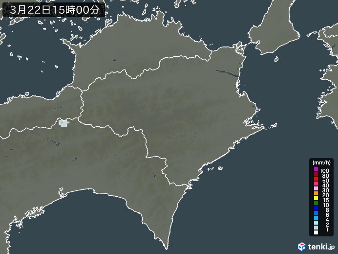 徳島県の雨雲レーダー(2025年03月22日)
