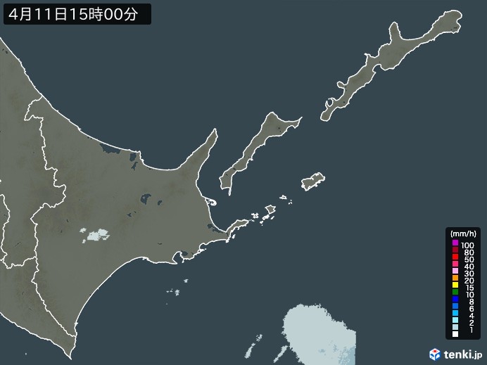 道東の雨雲レーダー(2025年04月11日)