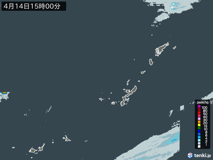 沖縄地方の雨雲レーダー(2025年04月14日)