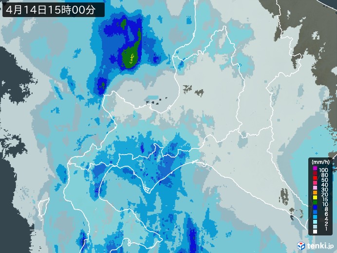 道央の雨雲レーダー(2025年04月14日)