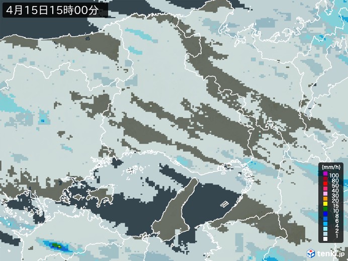 兵庫県の雨雲レーダー(2025年04月15日)