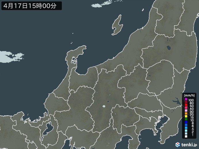 北陸地方の雨雲レーダー(2025年04月17日)
