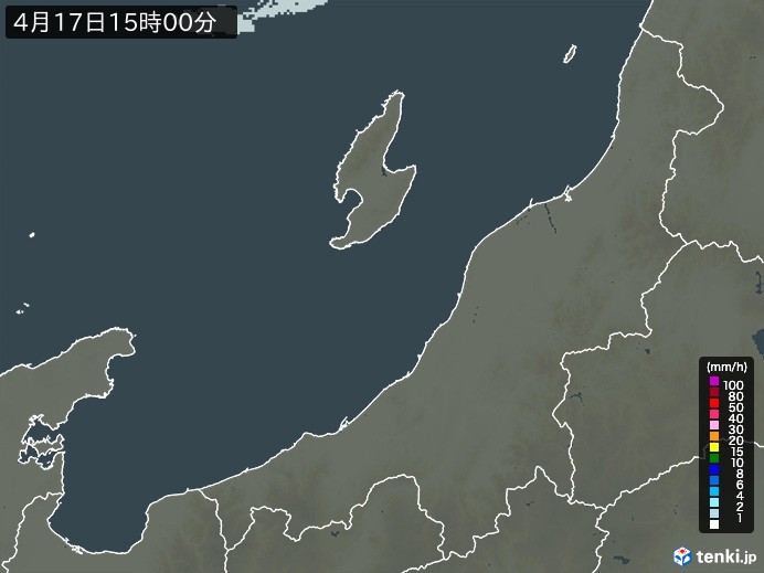 新潟県の雨雲レーダー(2025年04月17日)