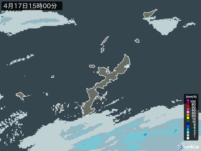 沖縄県の雨雲レーダー(2025年04月17日)