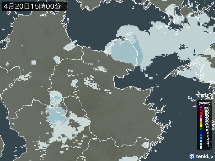 大分県の雨雲レーダー(2025年04月20日)