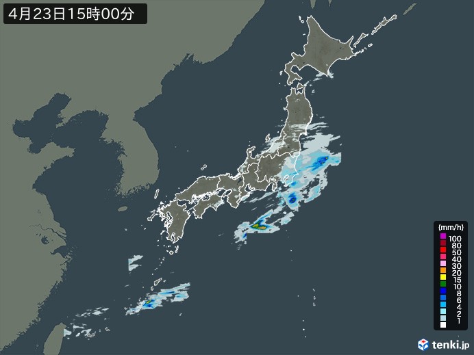 雨雲レーダー(2025年04月23日)