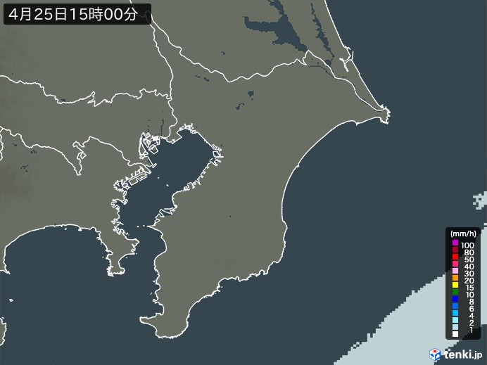 千葉県の雨雲レーダー(2025年04月25日)