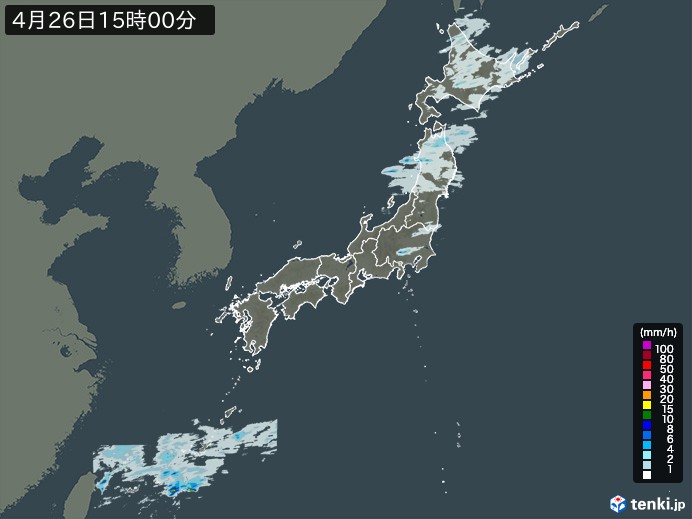 雨雲レーダー(2025年04月26日)