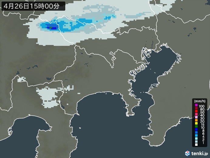 神奈川県の雨雲レーダー(2025年04月26日)