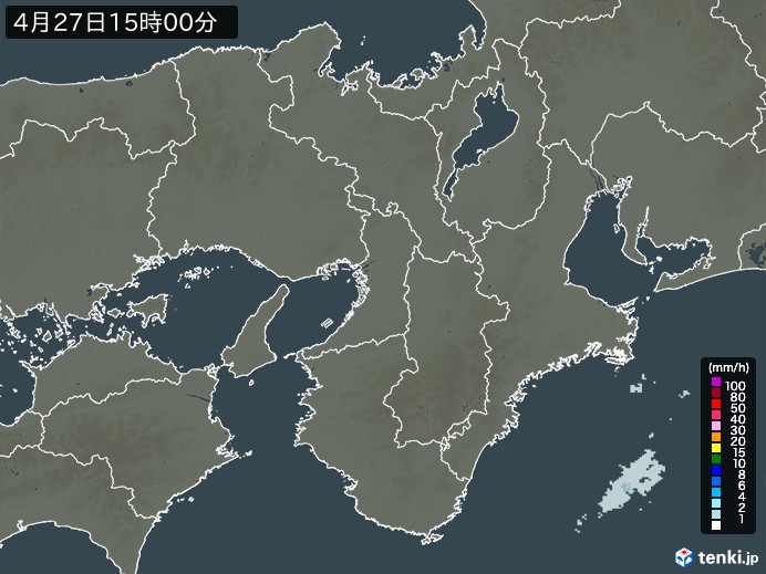 近畿地方の雨雲レーダー(2025年04月27日)