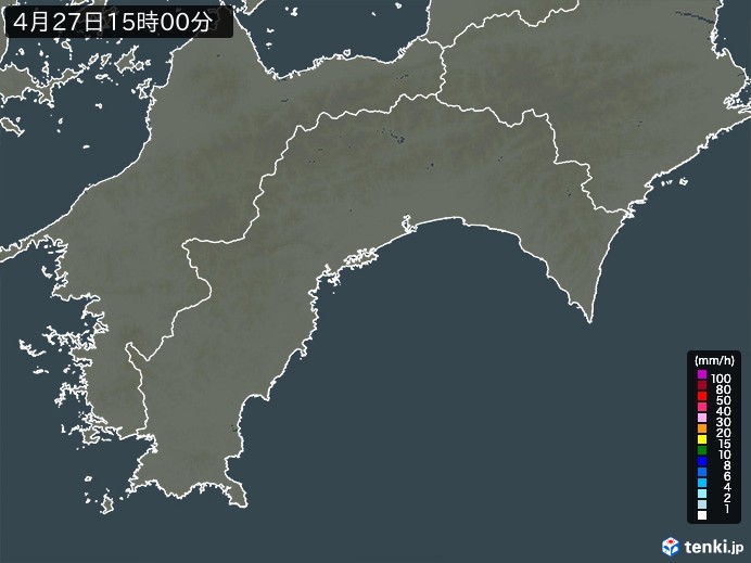 高知県の雨雲レーダー(2025年04月27日)