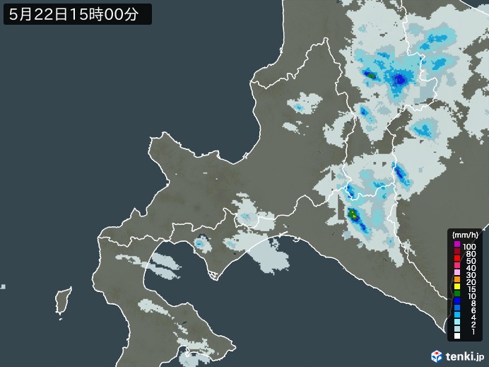 道央の雨雲レーダー(2025年05月22日)