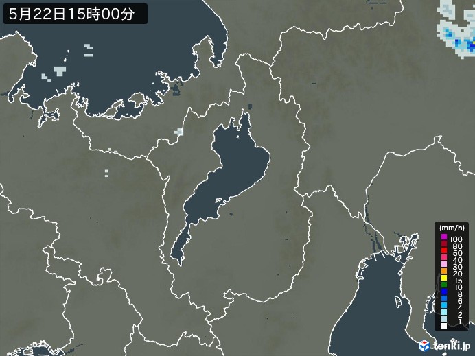 滋賀県の雨雲レーダー(2025年05月22日)