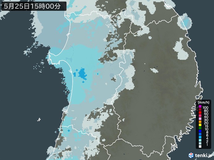 秋田県の過去の雨雲レーダー(2025年05月25日) - 日本気象協会