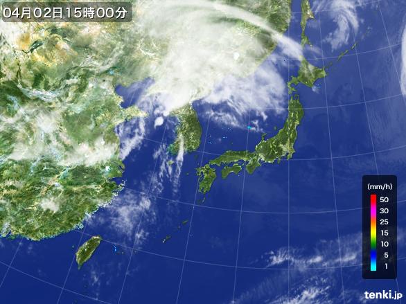 実況天気図(2015年04月02日)