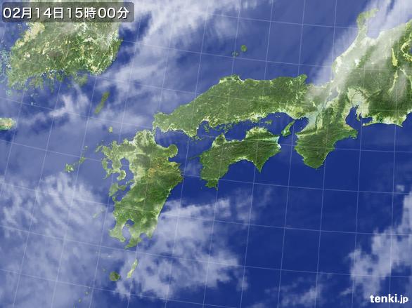 実況天気図(2016年02月14日)