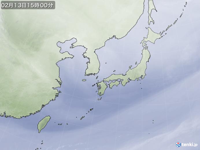 実況天気図(2018年02月13日)