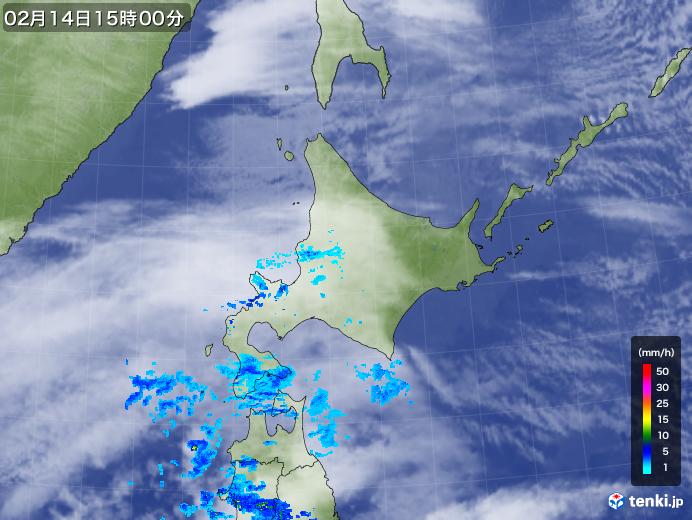 実況天気図(2018年02月14日)