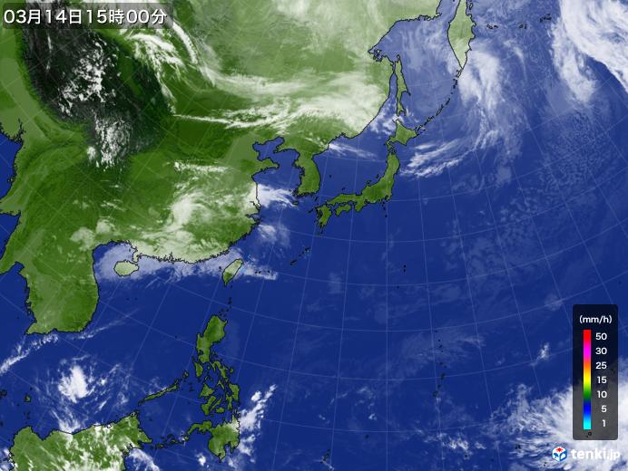 実況天気図(2018年03月14日)