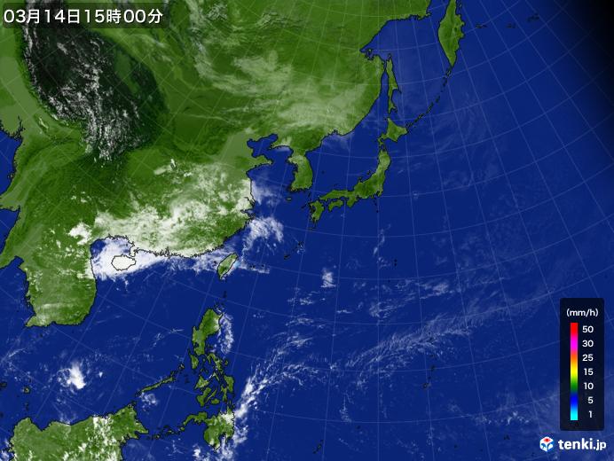 実況天気図(2018年03月14日)