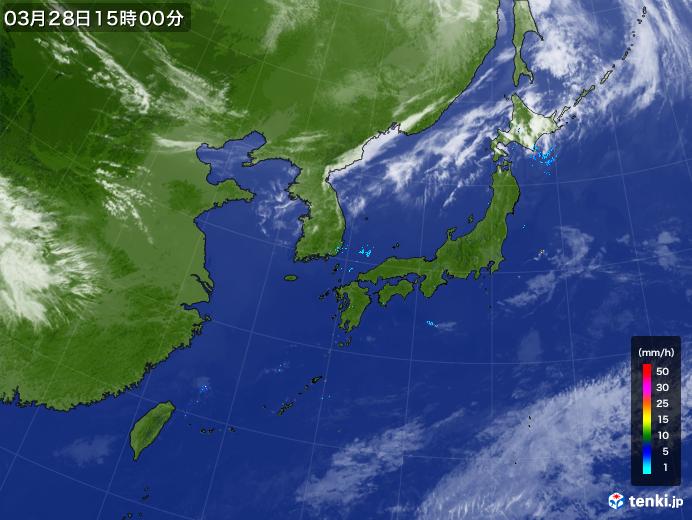 実況天気図(2018年03月28日)