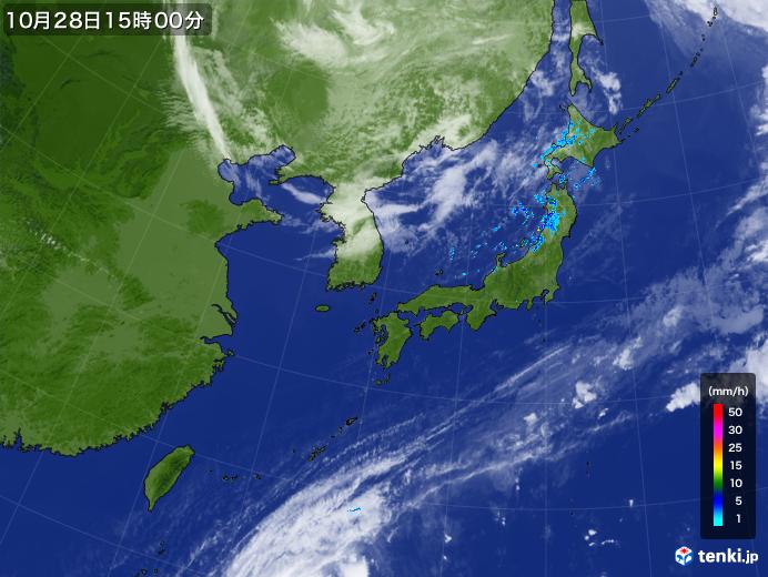 実況天気図(2018年10月28日)