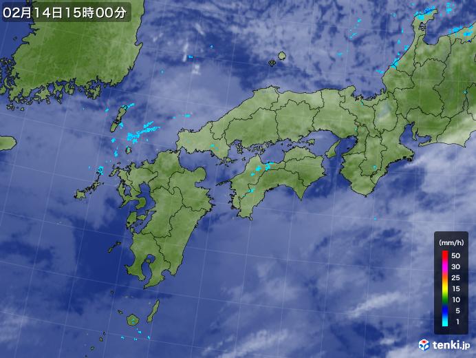 実況天気図(2019年02月14日)