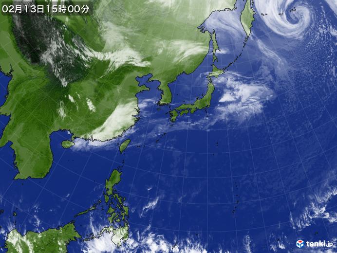 実況天気図(2020年02月13日)