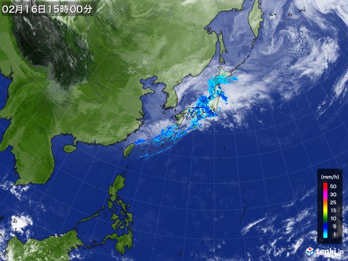 実況天気図(2020年02月16日)