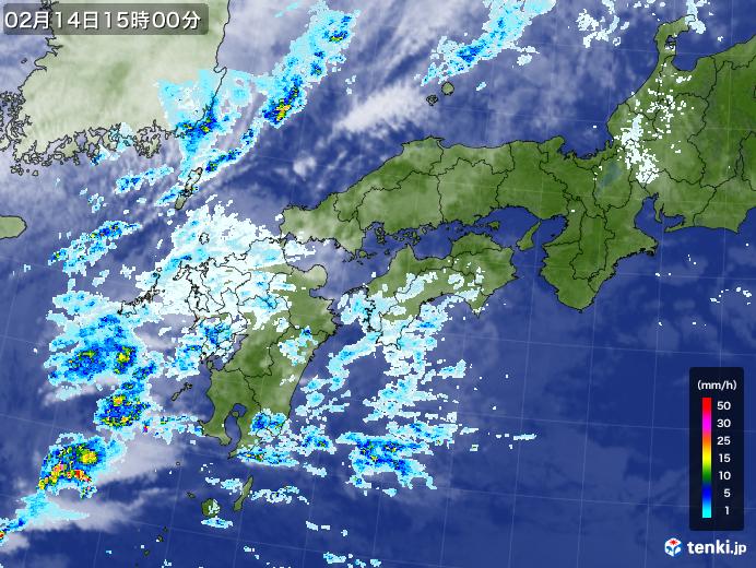 実況天気図(2021年02月14日)