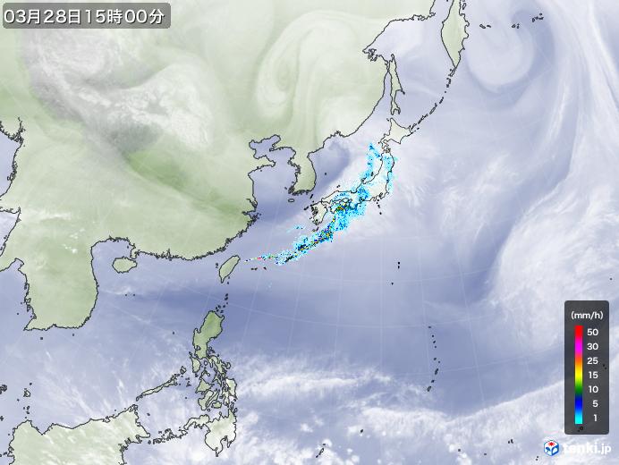 実況天気図(2021年03月28日)