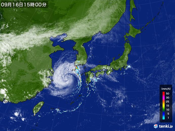 実況天気図(2021年09月16日)