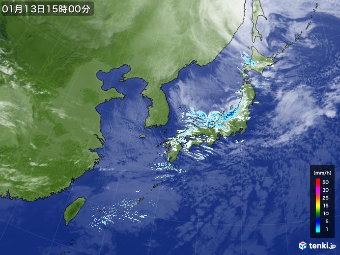 実況天気図(2022年01月13日)