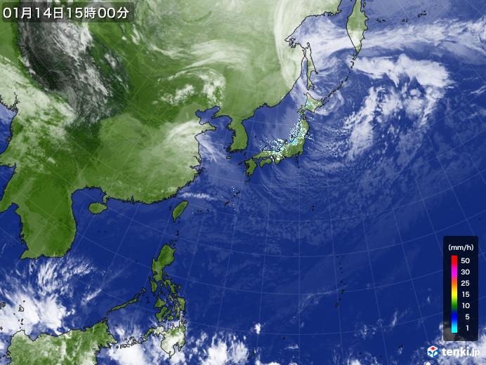 実況天気図(2022年01月14日)