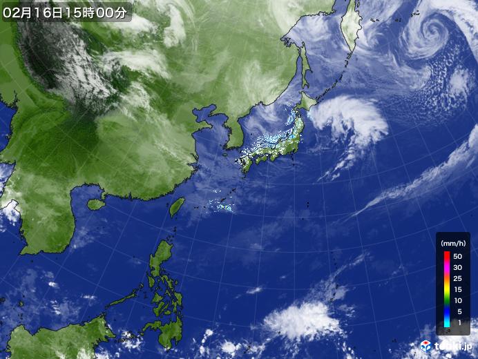 実況天気図(2022年02月16日)