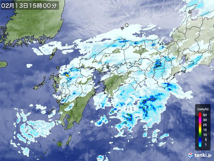 実況天気図(2023年02月13日)