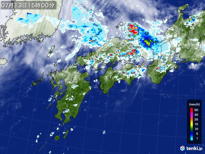 実況天気図(2023年07月13日)