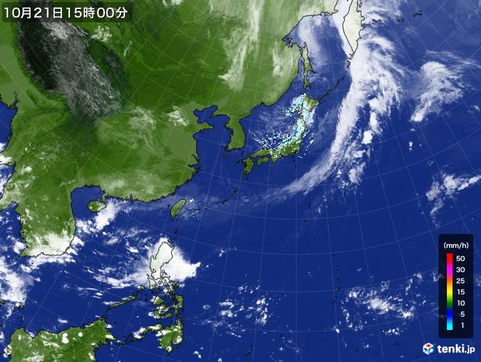 実況天気図(2023年10月21日)