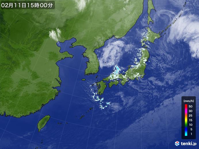 実況天気図(2024年02月11日)