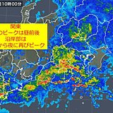 関東　雨ピークは昼前後　沿岸は夕方以降も