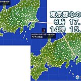 関東地方　南部では朝に比べて日中は気温下がる　東京都心など15℃台
