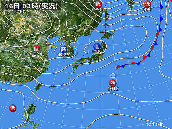 16日(金)　各地の天気