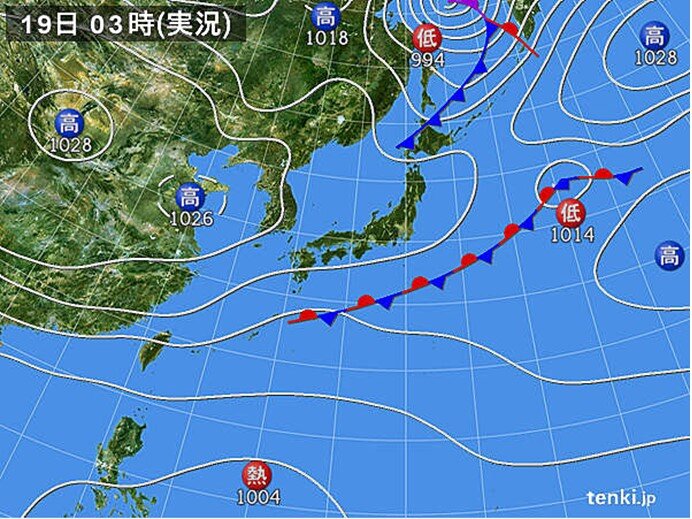 雨雲は東へ広がる