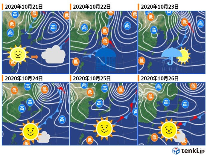 中国地方　天気は短い周期で変化