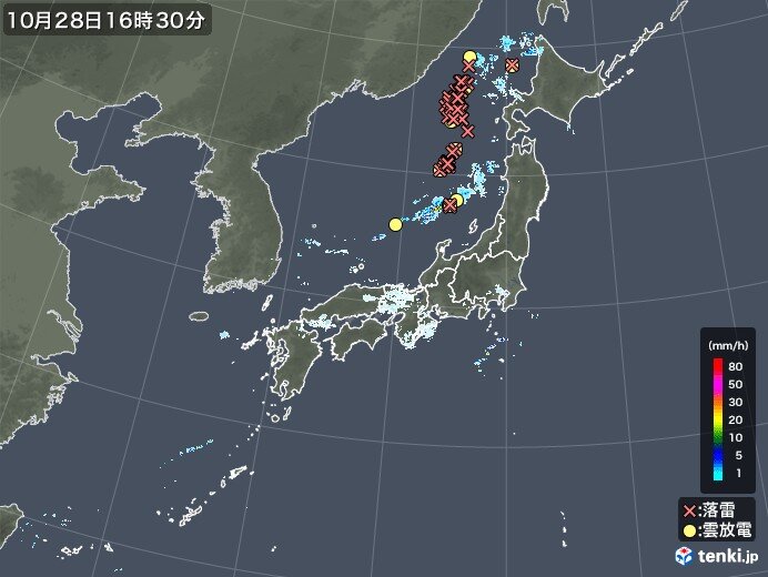 日本海に雷雲　北海道～北陸はあすにかけ大気の状態が非常に不安定