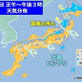 30日　北陸以北は冷たい雨　日差しのある関東以西も風がヒンヤリ