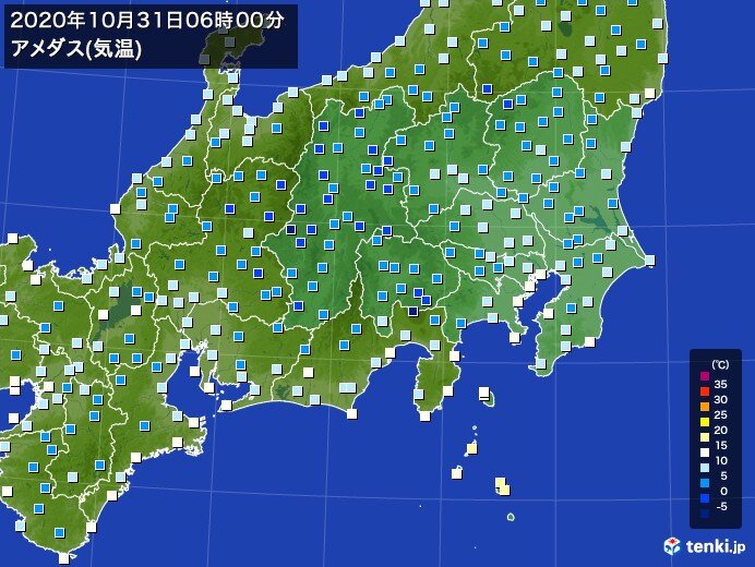 この秋一番の冷え込み　都心と千葉は10度を下回る